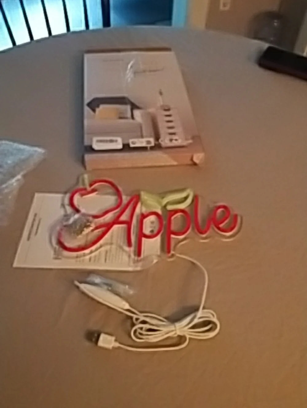 Apple Neon Logo USB Cable Accessory in Red and Green